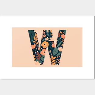 Whimsical Floral Letter W Posters and Art